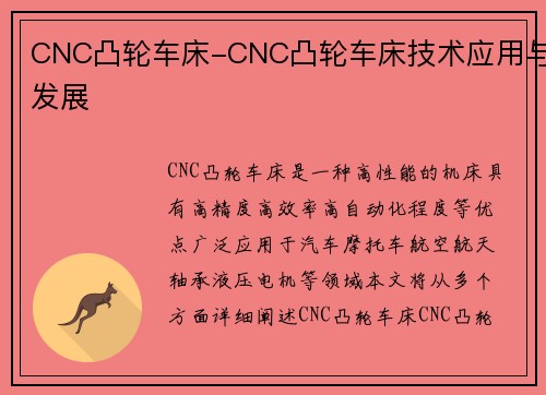 CNC凸轮车床-CNC凸轮车床技术应用与发展